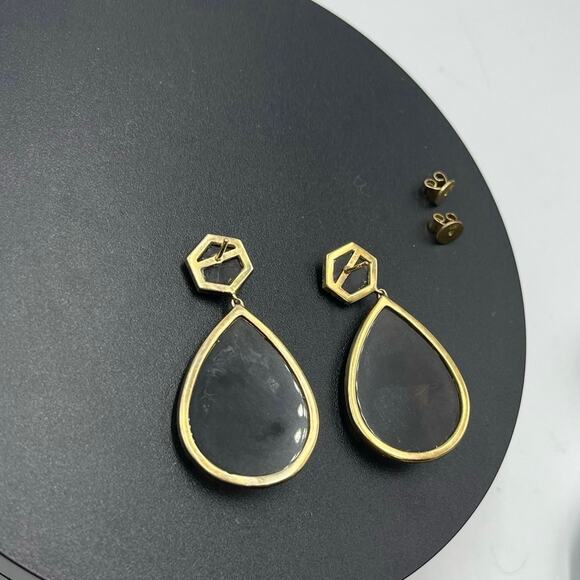 MiJa Signed Vermeil Sterling 925 Brown Faceted Teardrop Dangle Earrings - Picture 10 of 11